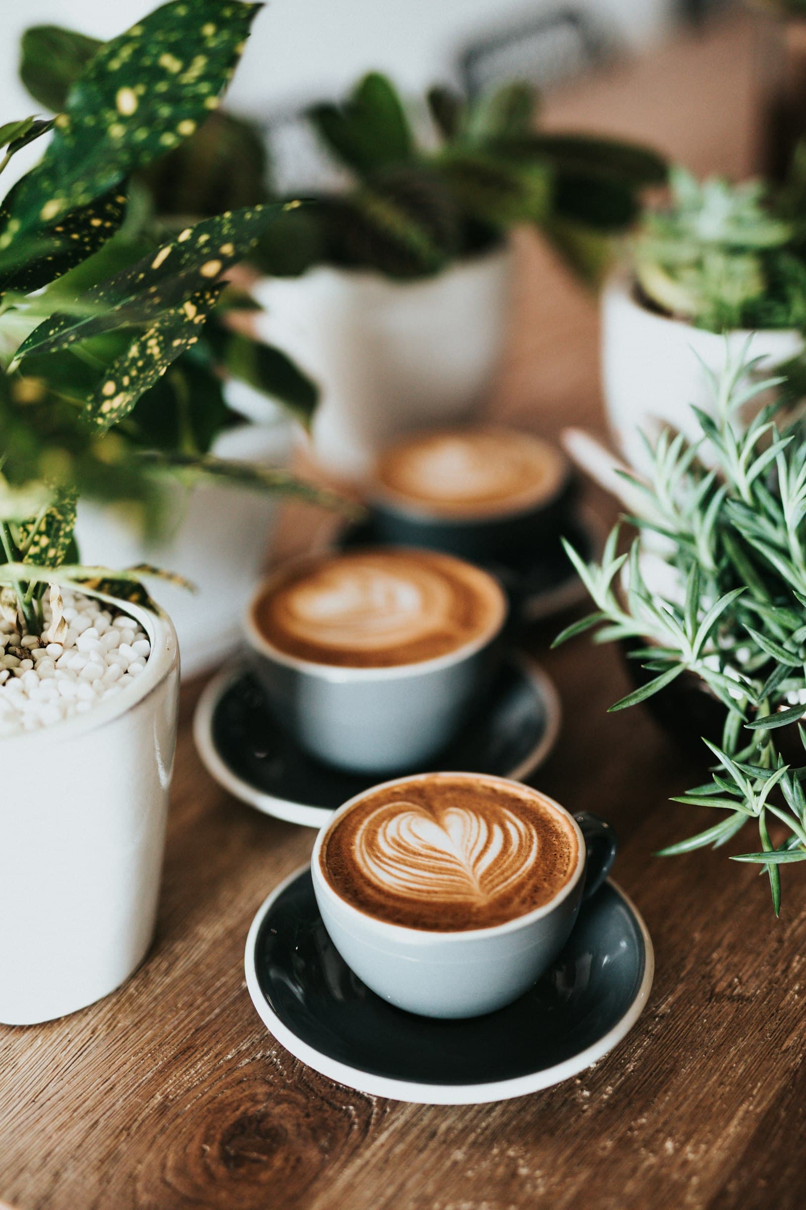 Hands creating latte art at home